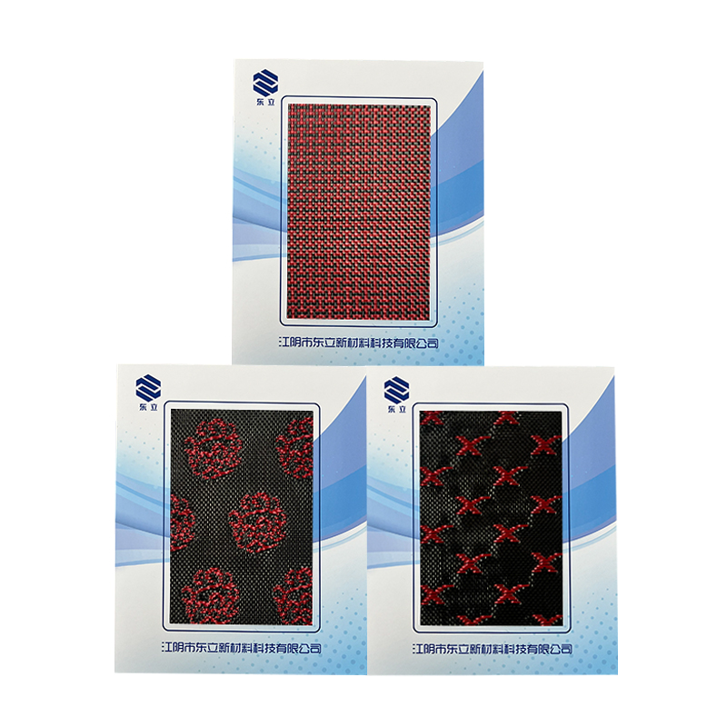 Kain tenunan serat karbon campuran karbon merah/hitam Kain tenunan serat karbon campuran karbon merah/hitam